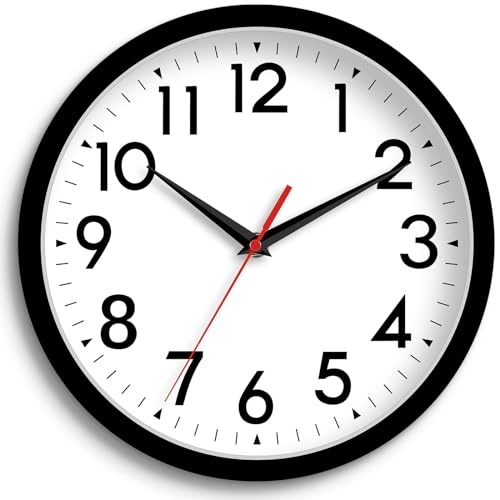 DAXSMY 8 Inch Wall Clock, Battery Operated Silent Non Ticking - color: A-black, size: 8"