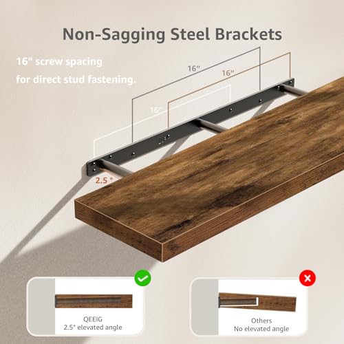 QEEIG Long Floating Shelves for Wall (Brown, Set of 2, 31.5") - color: A. Brown, size: 31.5"