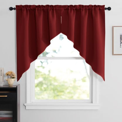 NICETOWN Burgundy Swag Curtains for Kitchen Over Sink 36 x 45 inches Long - color: Burgundy Red, size: 36"W x 45"L (Pack of 2)