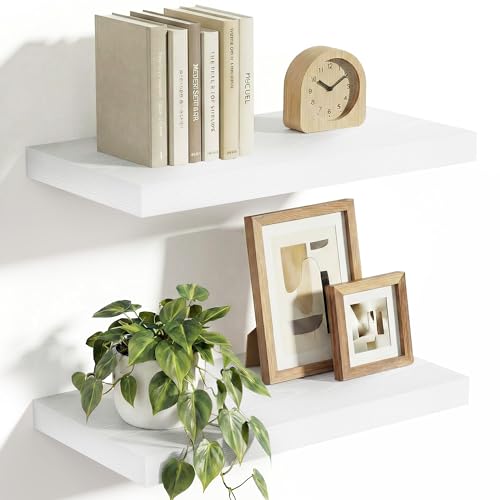 Vivelove 10 in Deep Floating Shelves 16” Set of 2, White - color: White, size: 15.7”wx10.2”dx1.5”h