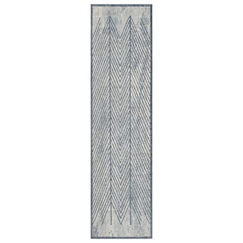 LUXE WEAVERS Blue 2x8 Geometric Area Rug - color: Blue, size: 2' x 8' (Runner)