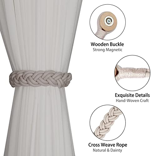 BEL AVENIR Curtain Tiebacks Magnetic 4 Pack Woven Drapery Holdback - color: Blush--4pack