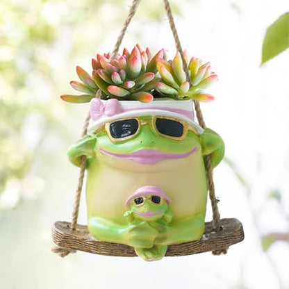 Saysmile Unique Resin Plant Hangers Outdoor Gift Ideas for Mother - color: Frog-green