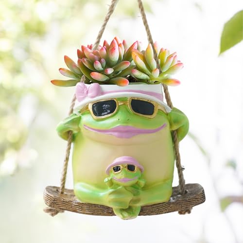 Saysmile Unique Resin Plant Hangers Outdoor Gift Ideas for Mother - color: Frog-green