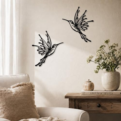 Pinetree Art Black Metal Hummingbird Wall Art Farmhouse Birds Wall Decor - color: Hummingbird