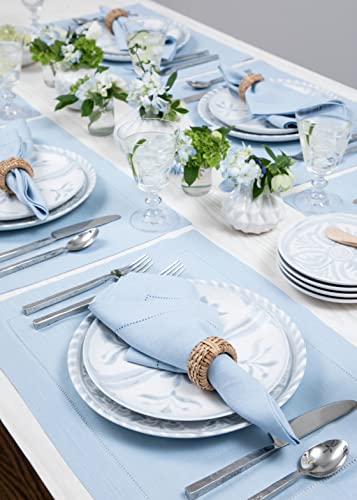Solino Home 100% Pure Linen Woven Placemats Sky Blue, 14 x 19 in, Set of 4 - color: 09: Sky Blue, size: 14" X 19" (Set of 4)
