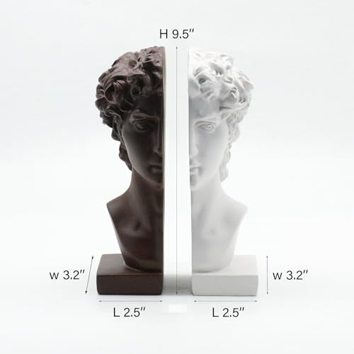 Lukitas David Bookends Heavy Duty, Half-and-Half Book Ends, BN/WH 9.5'' - color: David - Bn&wh