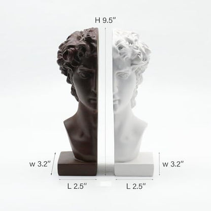 Lukitas David Bookends Heavy Duty, Half-and-Half Book Ends, BN/WH 9.5'' - color: David - Bn&wh