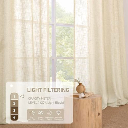 LAMIT Short Linen Window Curtains 30 Inches Long 2 Panels, 34 x 30 Inch - color: Beige, size: 34"W x 30"L (Pack of 2)