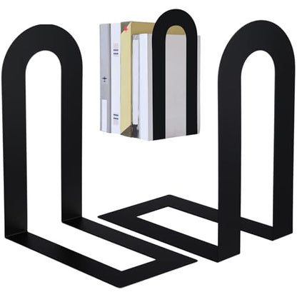 Chunful 6 Pcs Black Metal BookEnds Shelves, 9.5 x 7.75 x 4.75 in - color: Black, size: 9.5 x 7.75 x 4.75 in