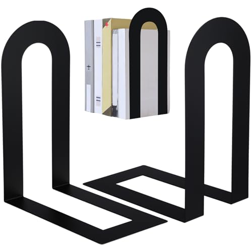 Chunful 6 Pcs Black Metal BookEnds Shelves, 9.5 x 7.75 x 4.75 in - color: Black, size: 9.5 x 7.75 x 4.75 in