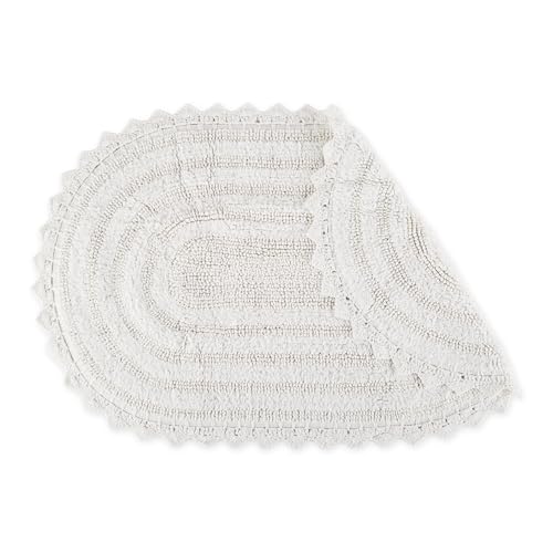 DII Crochet Collection Reversible Bath Mat, Small Oval, 17x24, White - color: White, size: 1'5" x 2' (Oval)
