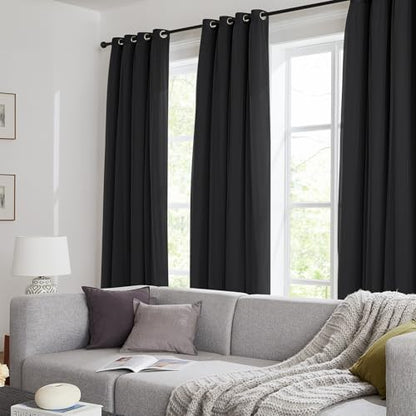 100% Blackout Curtains for Bedroom, Double Layer Black 96" L - color: Black, size: 52"W x 96"L (Pack of 2)