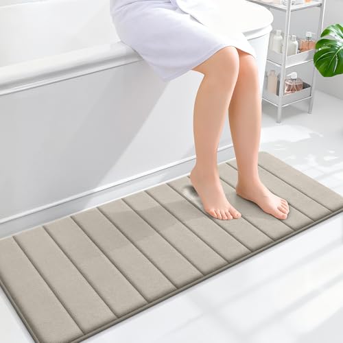 OLANLY Memory Foam Long Bathroom Rugs Runner 47x17, Super Soft Absorbent - color: Warm Taupe, size: 47" X 17"