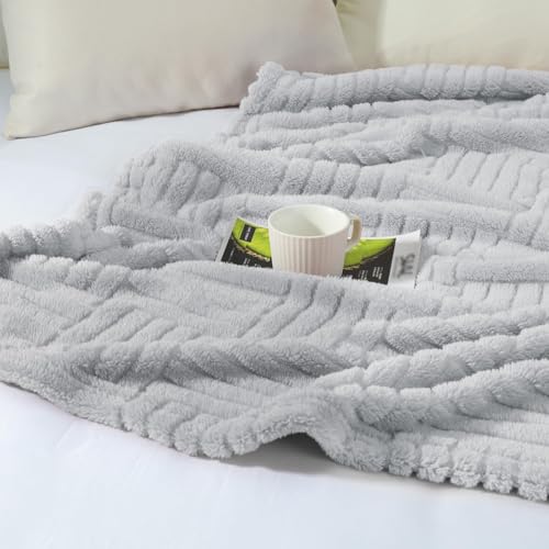 Whale Flotilla Lightweight Fleece Queen Size Blanket for Bed, Light Grey - color: Light Grey, size: Queen(90x90 Inch)