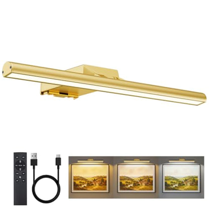 16" Picture Lights for Wall - 10000mAh Rechargeable Art Light - color: Gold, size: 16inch
