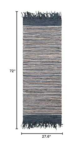 SAFAVIEH Vintage Leather Collection Runner Rug - 2'3" x 6', Dark Grey & Multi, Handmade Boho Fringe Leather, Ideal for High Traffic Areas in Living Room, Bedroom (VTL373D) - color: Dark Grey/Multi, size: 2'3" x 6' (Runner)
