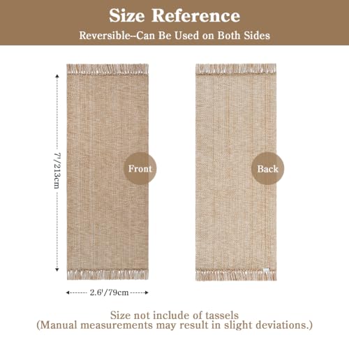 Collive Boho Hallway Runner Rug, 2.6' x 7' Washable Bathroom Mats - color: Tan/Cream, size: 2.6' x 7' (Rectangular)