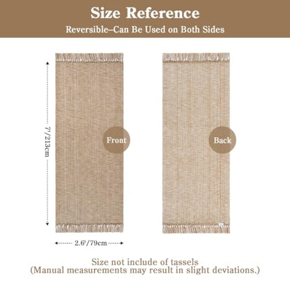 Collive Boho Hallway Runner Rug, 2.6' x 7' Washable Bathroom Mats - color: Tan/Cream, size: 2.6' x 7' (Rectangular)
