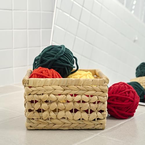 NAYA Set of 3 (13.8",11.6"&9.5") Water Hyacinth Shelf Wicker Baskets - size: Set 3 Small - Medium - Large
