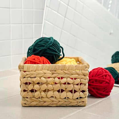 NAYA Set of 3 (13.8",11.6"&9.5") Water Hyacinth Shelf Wicker Baskets - size: Set 3 Small - Medium - Large