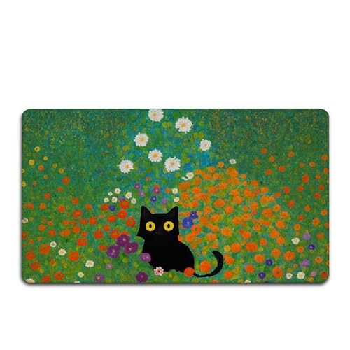 Funny Black Cat Front Door Mat Outside Entrance - Wildflower Decorative Door Mats for Indoor Outdoor Porch Inside Entryway, Welcome Mats Cute for Patio, Housewarming Gifts Idea for Cat Lovers 307 - color: Doormat007