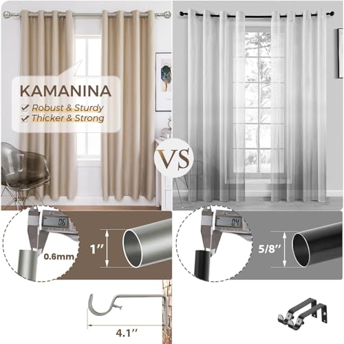 KAMANINA 1 Inch Curtain Rod 36-72 Inch, Antique Silver Single Drapery Rods - color: Antique Silver, size: 36-72"