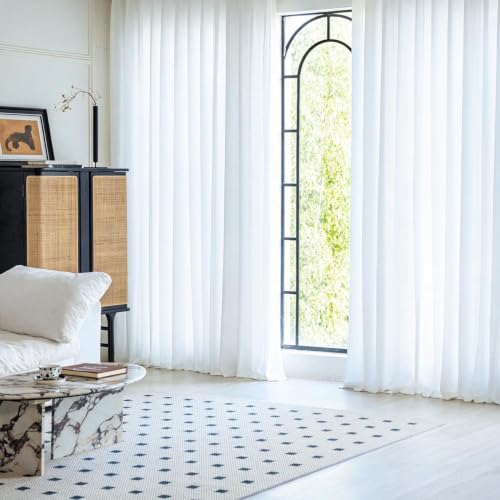 Non-See-Through Pure White Privacy Sheer Curtains 63 Inch Long - color: Pure White, size: 52"W x 63"L (Pack of 2)