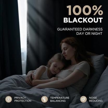 Joydeco 100% Blackout Curtains Velvet Black Out Curtain 108 Inch Drapes - color: Black, size: 62"W x 108"L (Pack of 2)