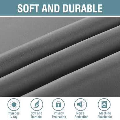 H.VERSAILTEX Blackout Curtain for Living Room Small Window Kitchen Blackout Curtains 45 inch Length Energy Saving Solid Grommet Blackout Drape, One Panel, Bluish Gray, 52" W x 45" L - color: Bluish Gray, size: 52"W x 45"L (Pack of 1)