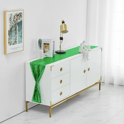 Pufogu 12 x 72 inches Grass Green Sequin Table Runner, 2 Packs - color: Grass Green