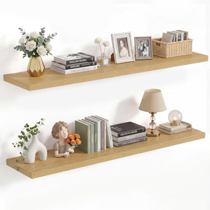 Vivelove 10 Inch Deep Floating Shelves 40” Set of 2, Oak - color: Oak, size: 40”wx10.2”dx1.5”h