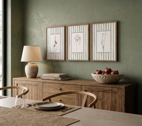 tgguytiy Sage Green Bathroom Wall Art Set of 3, Framed Botanical Prints - color: Striped Sagebrush, size: 16x12