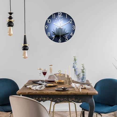 XFM Zen Lotus Flower Wall Clock Blue 12 Inch - color: White Lotus, size: 12 Inch