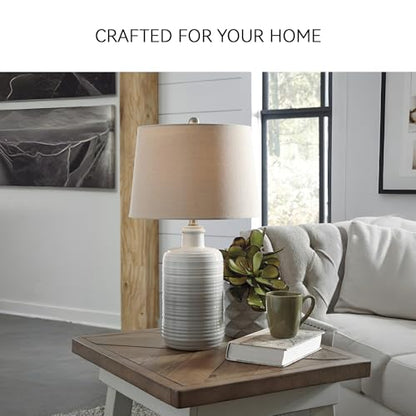 Signature Design by Ashley 25 in Ceramic Table Lamp Set of 2, Taupe - color: Taupe