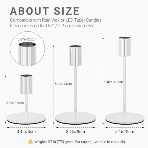 zeochyni Silver Candlestick Holders Set of 24 for Wedding Party Decoe - color: Silver, size: Set of 24