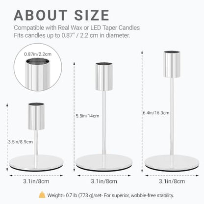zeochyni Silver Candlestick Holders Set of 24 for Wedding Party Decoe - color: Silver, size: Set of 24