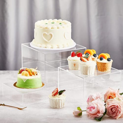 Leinuosen 7 Pcs Large Acrylic Buffet Risers, 6-12" Square, Clear - color: Clear, size: 6" to 12", style: Square