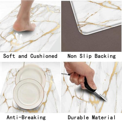 Mrcrypos Marble PVC Leather Kitchen Rug Runner Waterproof Non Slip - color: White Marble, size: 17" W x 47" L