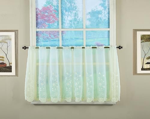 Today's Curtain, Samantha Embroidered Sheer Tier 24", Ecru, 59" W x 24" L - color: Ecru, size: 59"W x 24"L (Pack of 1)