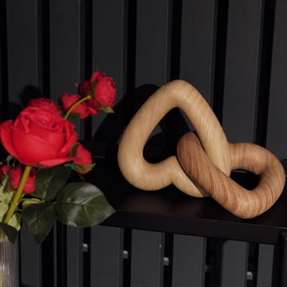 Guichifun Resin Heart Wood Finish Sculpture Valentines Day Decor - color: Wood Finish