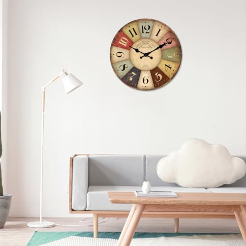 Wood Farmhouse Wall Clocks Battery Operated 20 Inch - color: Colorful1, size: 20 Inch