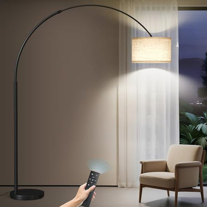 SUNMORY 82" Tall Arc Floor Lamp for Living Room, Large Standing Arched Lamp - color: Black（with remote control）