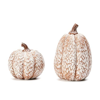 2Pcs Resin Pumpkin Figurines, Lattice Fall Thanksgiving Decor - style: Lattice Emboss Pumpkin