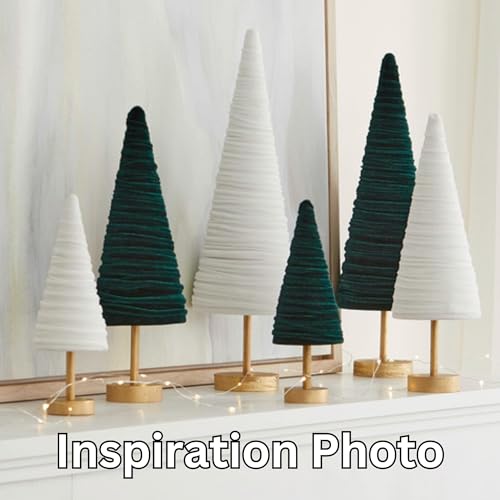 Emerald Pedestal Velvet Trees Set of 3, Cozy Artisan Mantel Décor, Luxurious Green Valentine Tabletop Tree, Wedding Centerpiece, Modern Farmhouse (Emerald) - color: Emerald