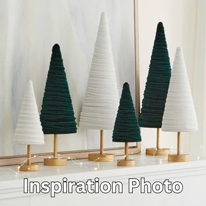 Emerald Pedestal Velvet Trees Set of 3, Cozy Artisan Mantel Décor, Luxurious Green Valentine Tabletop Tree, Wedding Centerpiece, Modern Farmhouse (Emerald) - color: Emerald