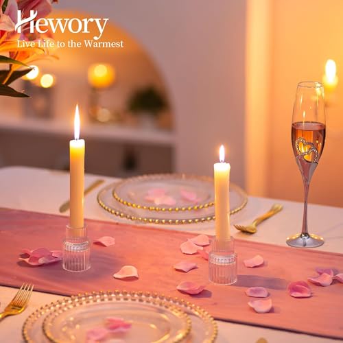 Hewory Taper Candle Holders Bulk, 20PCS Clear Glass Candlestick Holders - color: Clear, size: 20PCS