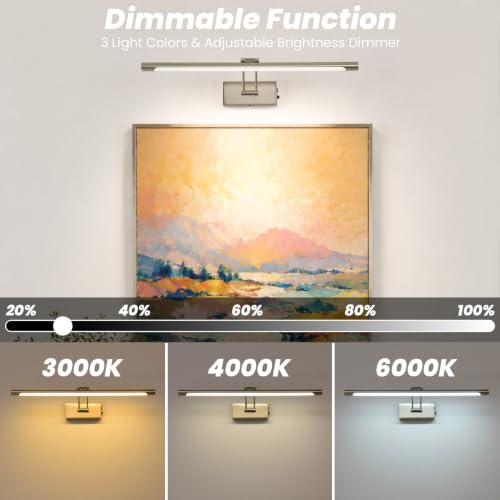 Battery Operated Picture Light for Wall,Brushed Nickel 23.6-Inch - color: Brushed Nickel, size: 23.6 Inch