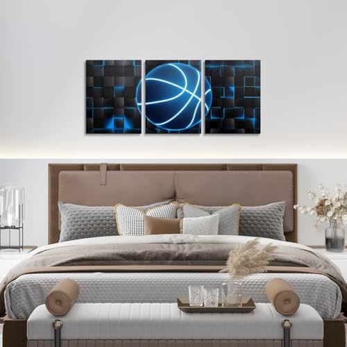 Feelyou Basketball Gaming Wall Art 12" x 16" x 3 - color: Blue Black