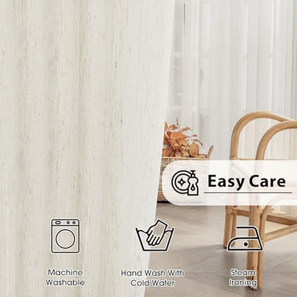 FMFUNCTEX Beige Linen Sheer Curtains,100X84 Inches, Extra Wide, 1 Panel - color: Rod Pocket| Natural, size: 100"W x 84"L (Pack of 1)